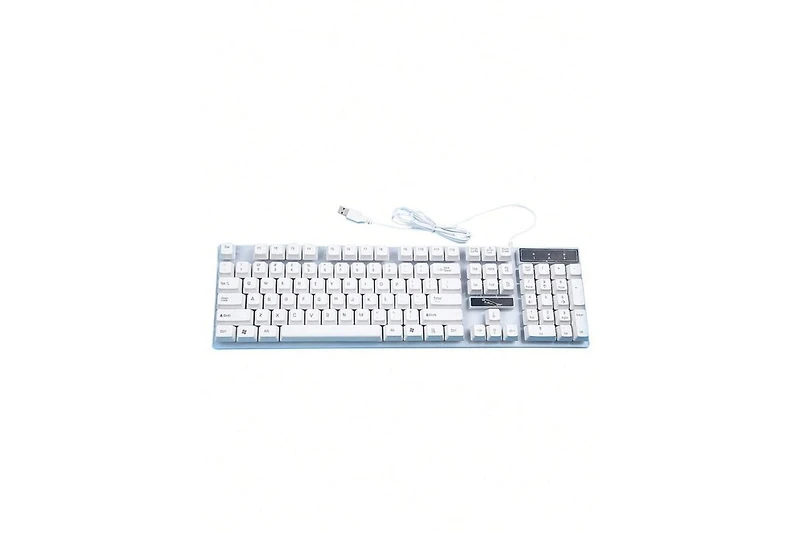 Usb Wired Keyboard and Mouse Set - Mechanical Feel Backlit Keyboard and Ergonomic Mouse, White