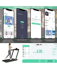 2-in-1 Electric Motorized Folding Treadmill with Dual Display-Black