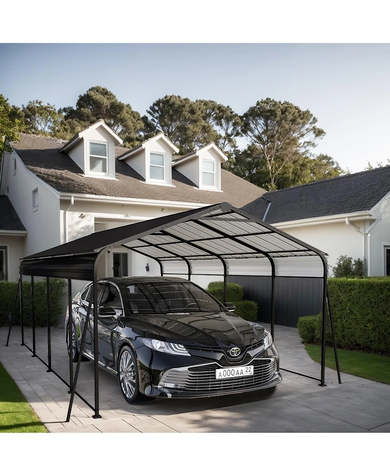 Mondawe 12x20 Ft Metal Carport Heavy Duty Outdoor Garage Shed with Galvanized Steel Roof