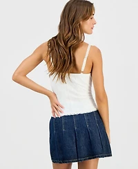 Just Polly Junior's Textured-Knit Lace-Trim Cami Top