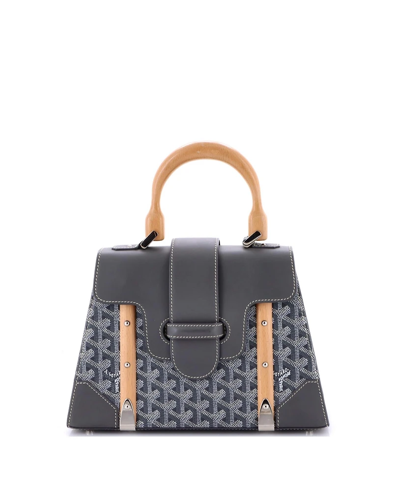 Pre-Owned Goyard Pm Saigon Top Handle Bag Coated Canvas with Leather