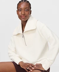 Sweaty Betty Women's Peaceful Rib Half Zip Cropped Oversized Sweatshirt