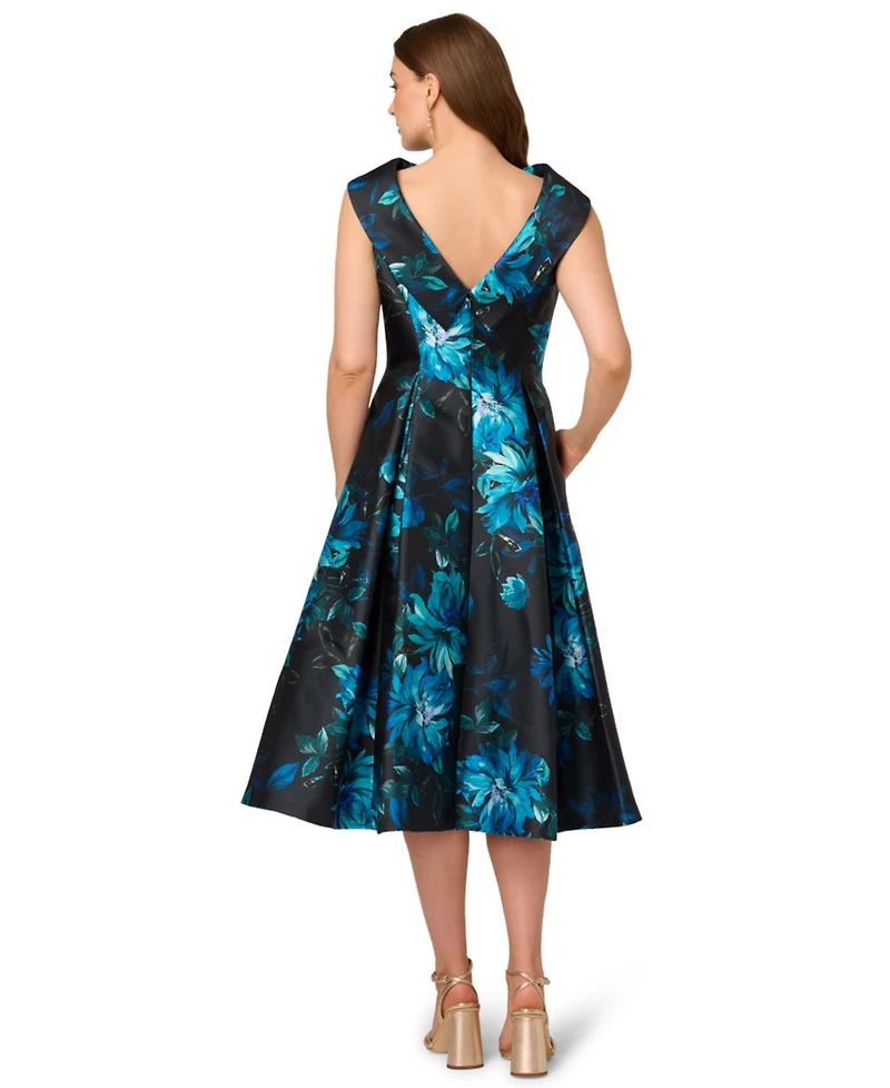 Adrianna Papell Women's Boat Neck Midi Dress