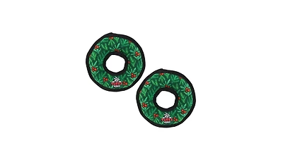 Tuffy Medium Ring Wreath 2 Pack, Durable Plush Squeaky Dog Toy