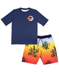 Tommy Bahama Little Boys Rash Guard and Swim Trunks 2-Piece Swimsuit Set