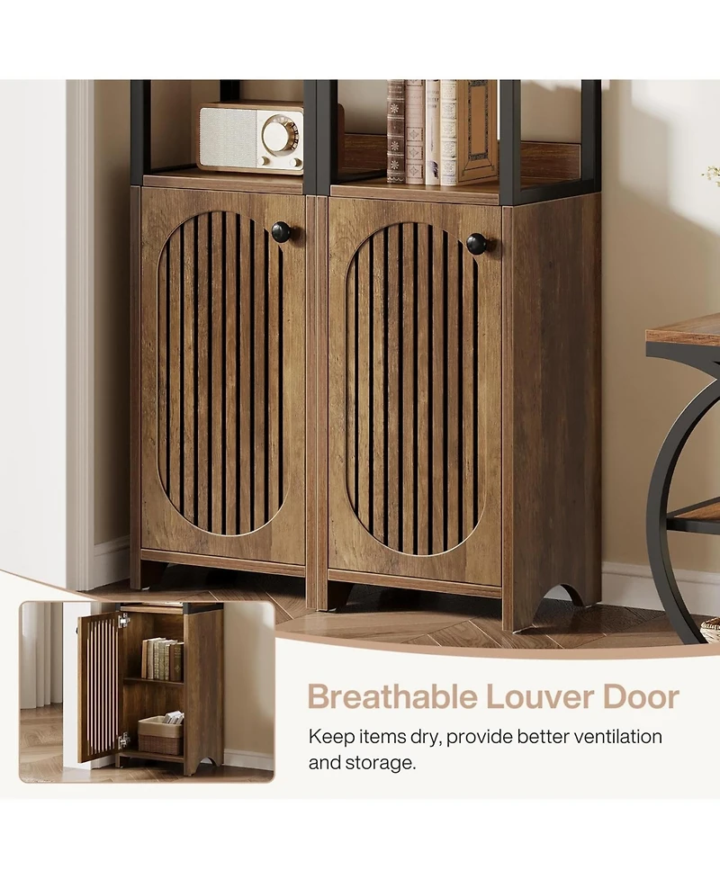 Tribesigns 6-Tier Kitchen Pantry Cabinet,70.87" Tall Narrow Bookshelf with Louvered Door Cabinet
