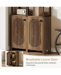 Tribesigns 6-Tier Kitchen Pantry Cabinet,70.87" Tall Narrow Bookshelf with Louvered Door Cabinet