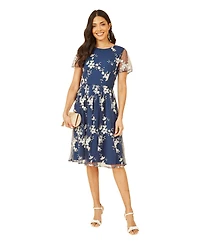Yumi Women's Embroidered Floral Skater Dress