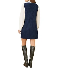 Yumi Women's Cord Button Through Pinafore Dress