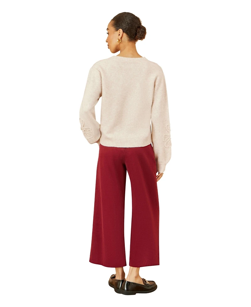Yumi Women's Floral Applique Sweater