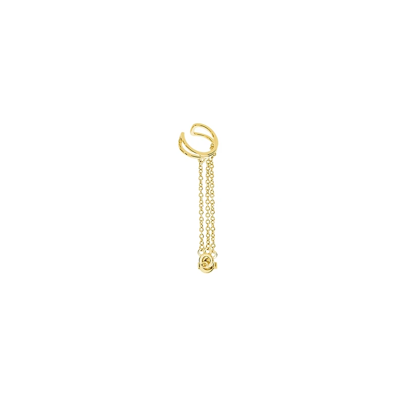Art Deco Cuff and Stud with chain in Gold Vermeil