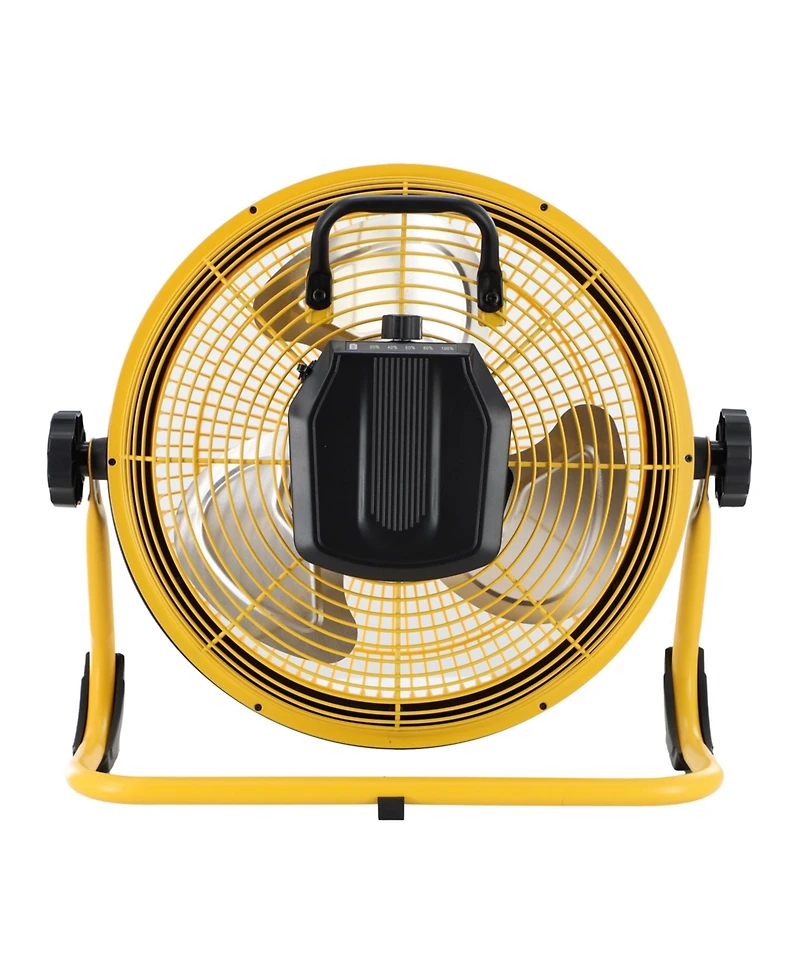Vie Air 12 Inch Rechargeable Indoor/Outdoor Floor Fan (IPX4 Rated) in Yellow