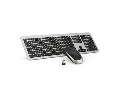 Wireless Keyboard And Mouse Combo-Full Size Slim Thin Wireless Keyboard Mouse With Numeric Keypad 2.4g Stable Connection Adjustable Dpi (Silver)