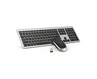Wireless Keyboard And Mouse Combo-Full Size Slim Thin Wireless Keyboard Mouse With Numeric Keypad 2.4g Stable Connection Adjustable Dpi (Silver)