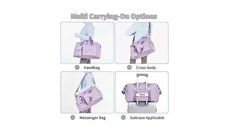 Women's Gym Duffle Bag with Shoes Compartment, 37L Capacity, Ideal for Travel, Gym, Sports, Duffel, Weekender