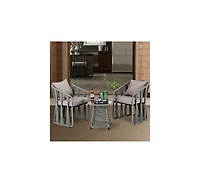 Dyhome 3 Pieces Outdoor Patio Furniture Set Woven Rope Chairs with Table and Soft Cushions