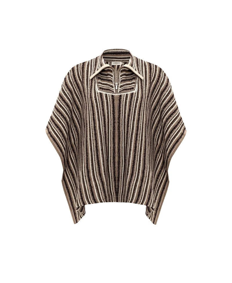 Labeca London Us Women's Juniper Striped Wool Cape - o/s / Black