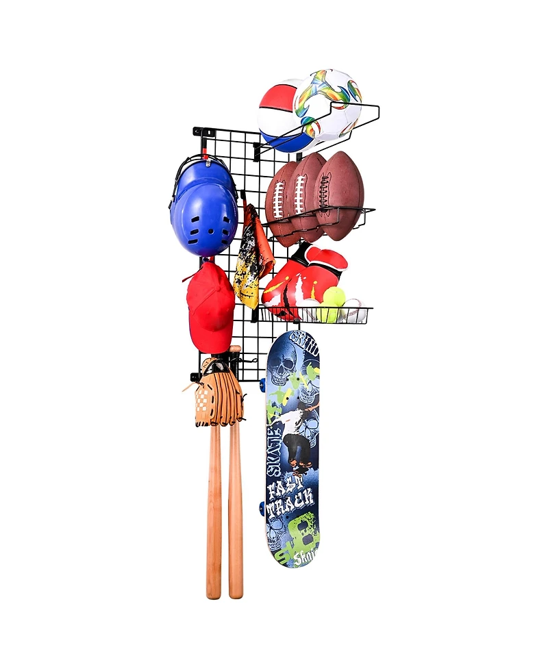 Mythinglogic Sports Equipment Wall Storage Panel, Wall Mount Garage Storage Organizer for Sports Gear and Bike