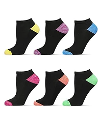 MeMoi Women's 6 Pair Pack Spacedye Heel and Toe Half Cushioned Low Cut Socks