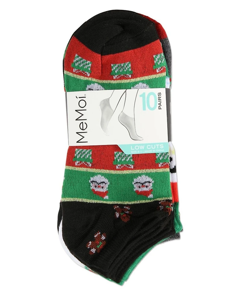 MeMoi Women's 10 Pair Pack Holiday Low Cut Socks