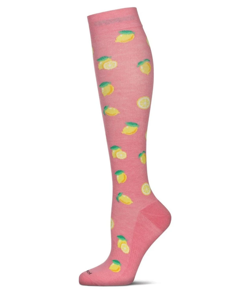 MeMoi Women's Lemons 8-15MMHG Graduated Compression Socks