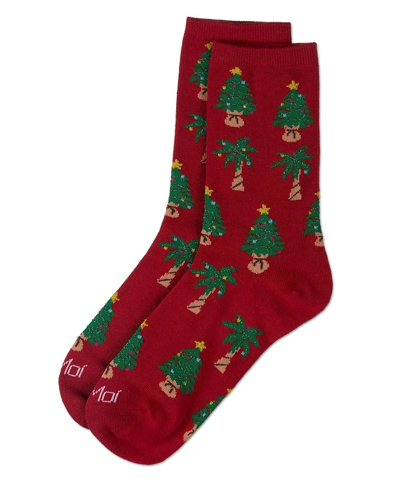 MeMoi Women's Tree Paradise Holiday Crew Socks