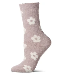 MeMoi Women's "Daisies" Non-Skid Lavender Infused Crew-Length Cozy Spa Sock