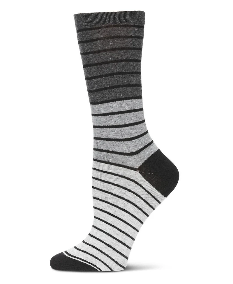 MeMoi Women's Shaded Stripes Wool Blend Crew Socks