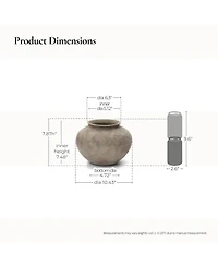 LuxenHome Rustic Ceramic Vase, 10.4" Wide Terracotta Pot with Earthy Gray-Brown Finish, Handcrafted