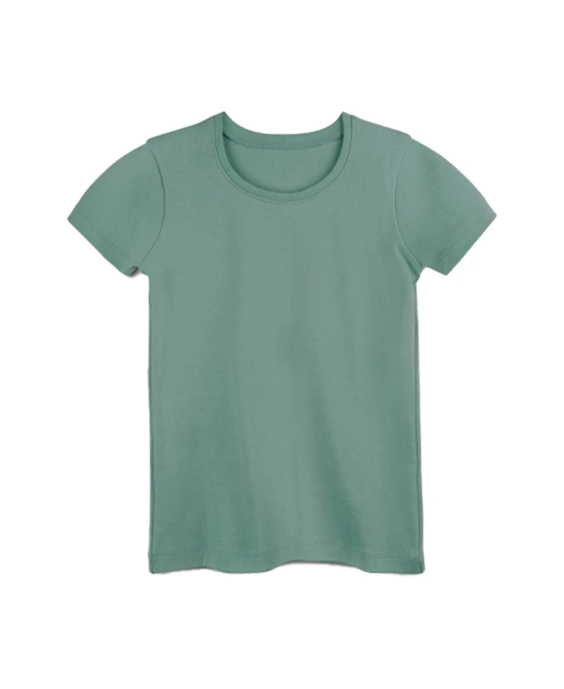 Mightly Toddler Girls Fair Trade Organic Cotton Ribbed Scoop Neck Tee