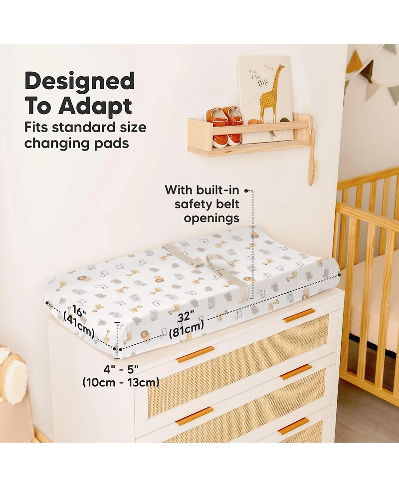 KeaBabies 2pk Soothe Changing Pad Covers for Girl, Boy, Soft Cotton Contoured Diaper Table