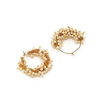 Sohi Women's Bead-Cluster Hoop Earrings