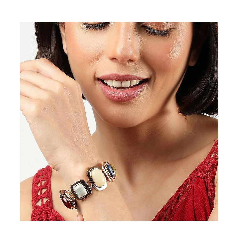 Sohi Women's Gold Color Maxi Stone Bracelet