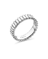 Devata Ribbed Band Ring in Rhodium Plated Sterling Silver