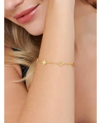 Devata Clover Chain Bracelet in Gold Plated Sterling Silver, Adj 6.5/7.0/7.5 inch