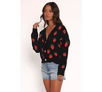 Petal and Pup Women's Judson Strawberry Knit Cardigan - Black
