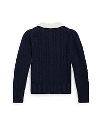 Polo Ralph Lauren Girls 2T-6X Pointelle-Knit Peter Pan Collar Cardigan