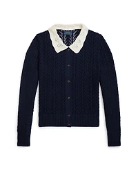 Polo Ralph Lauren Girls 7-16 Pointelle-Knit Peter Pan Collar Cardigan