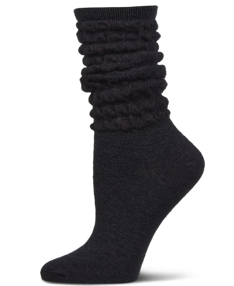 MeMoi Women's Contessa Loose Knit Slub Extended Crew Socks