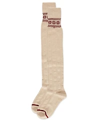 MeMoi Women's Fair Isle Border Wool Blend Over The Knee Warm Sock