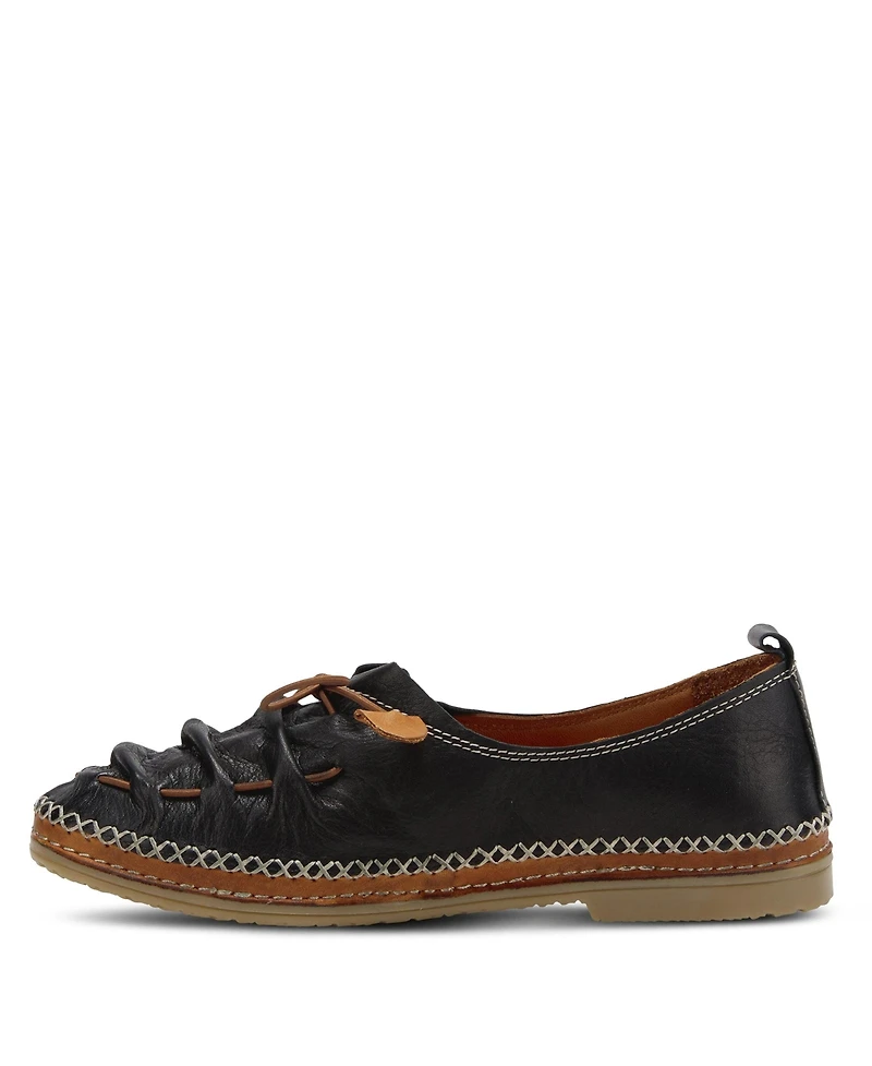Spring Step Berna Leather Slip-On Shoes with Elastic Vamp and Whip-Stitched Details
