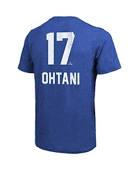 Majestic Threads Men's Shohei Ohtani Royal Los Angeles Dodgers Triblend Name Number T-Shirt