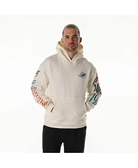 The Wild Collective Men's and Women's Cream Miami Dolphins Stacked Graphic Sleeve Fleece Hoodie