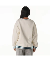 The Wild Collective Women's Cream Philadelphia Eagles Oversized Vintage French Terry Sweatshirt