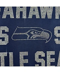 Gameday Couture Women's College Navy Seattle Seahawks Relaxed Drop Shoulder Hype Era Rhinestone Text Sweatshirt