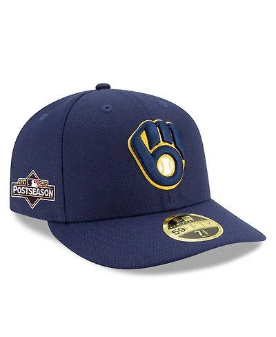 New Era Men's Navy Milwaukee Brewers 2025 Mlb Postseason Side Patch Low Profile 59FIFTY Fitted Hat