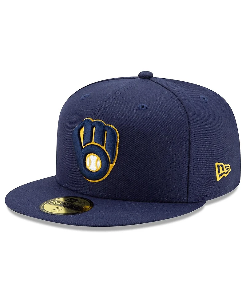 New Era Men's Navy Milwaukee Brewers 2025 Mlb Postseason Side Patch 59FIFTY Fitted Hat
