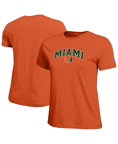 Champion Women's Orange Miami Hurricanes Arched Over Logo T-Shirt