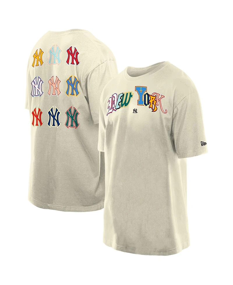 New Era Men's Cream York Yankees Ransom Note Oversized T-Shirt