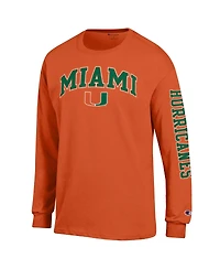 Champion Men's Orange Miami Hurricanes Arch Over Logo 2-Hit Long Sleeve T-Shirt